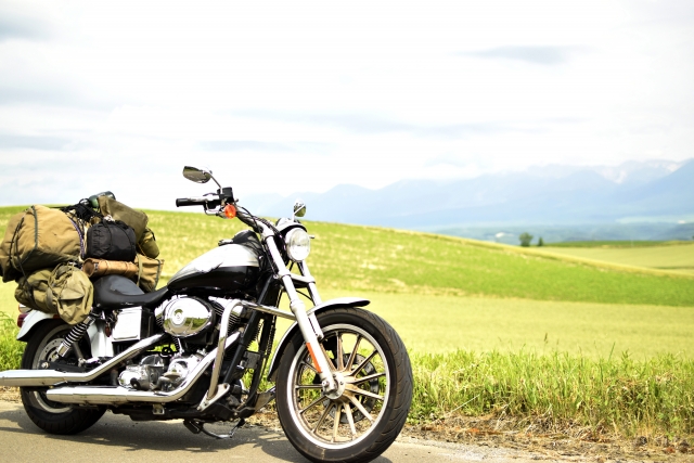 荷物満載のバイク